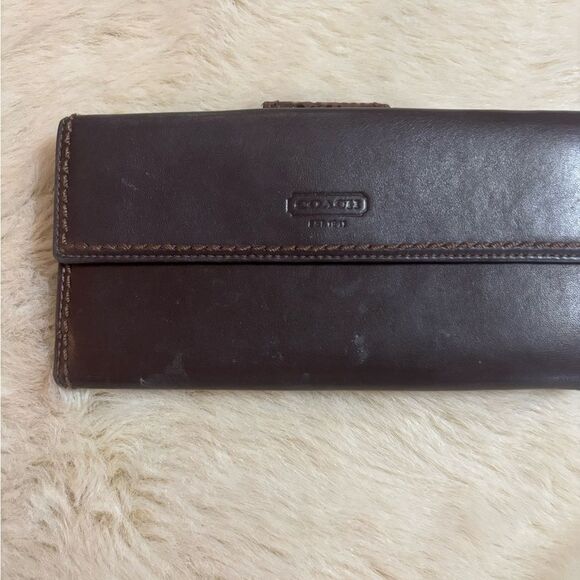 Vintage Coach Dark Brown Leather Wallet with Gold Turnlock - Picture 8 of 9
